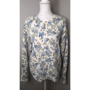 Joie Floral Fuzzy Knit Sweater Large Cottagecore Cozy Pullover